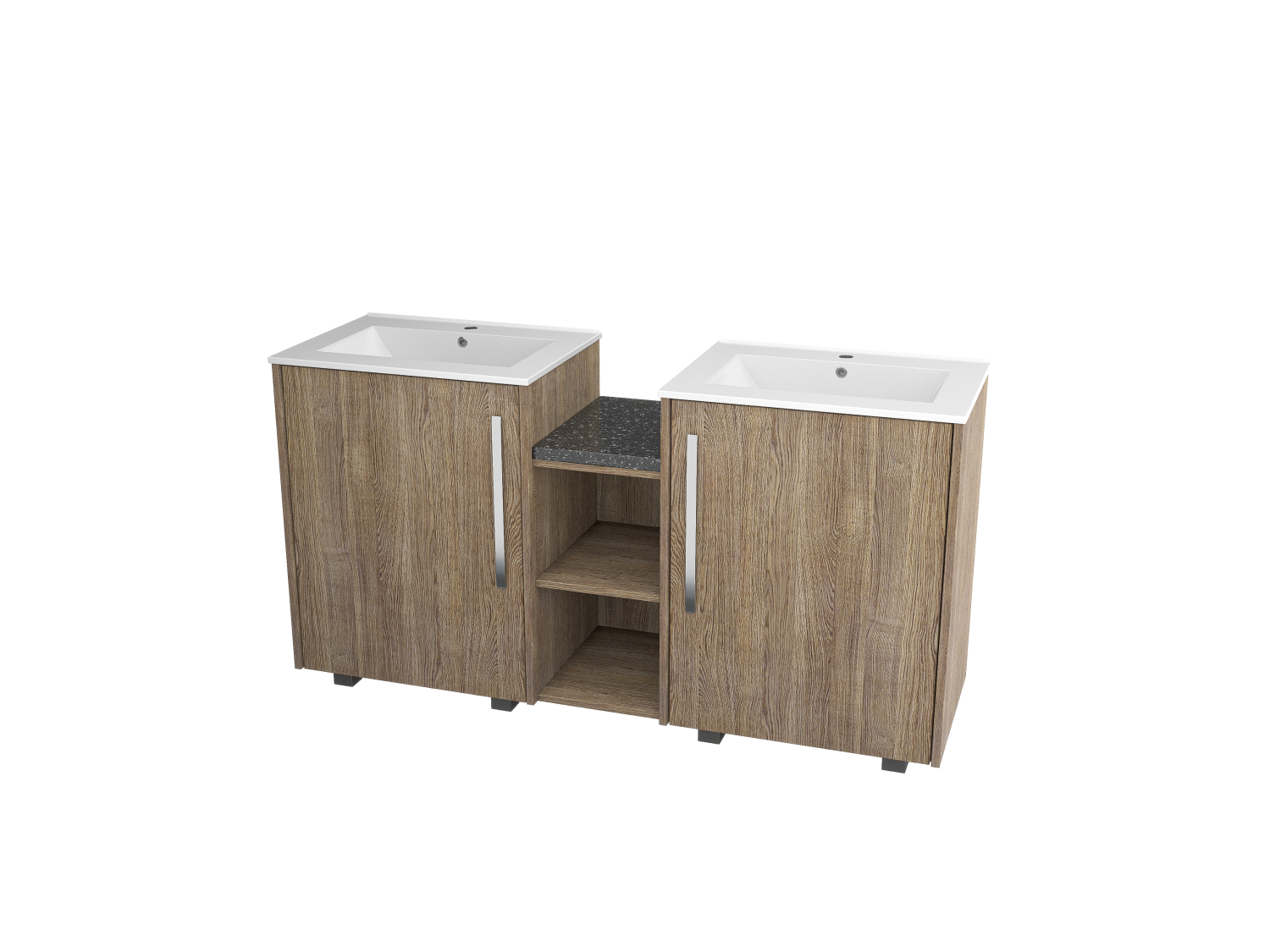 Freestanding Double Sinks With Single Doors