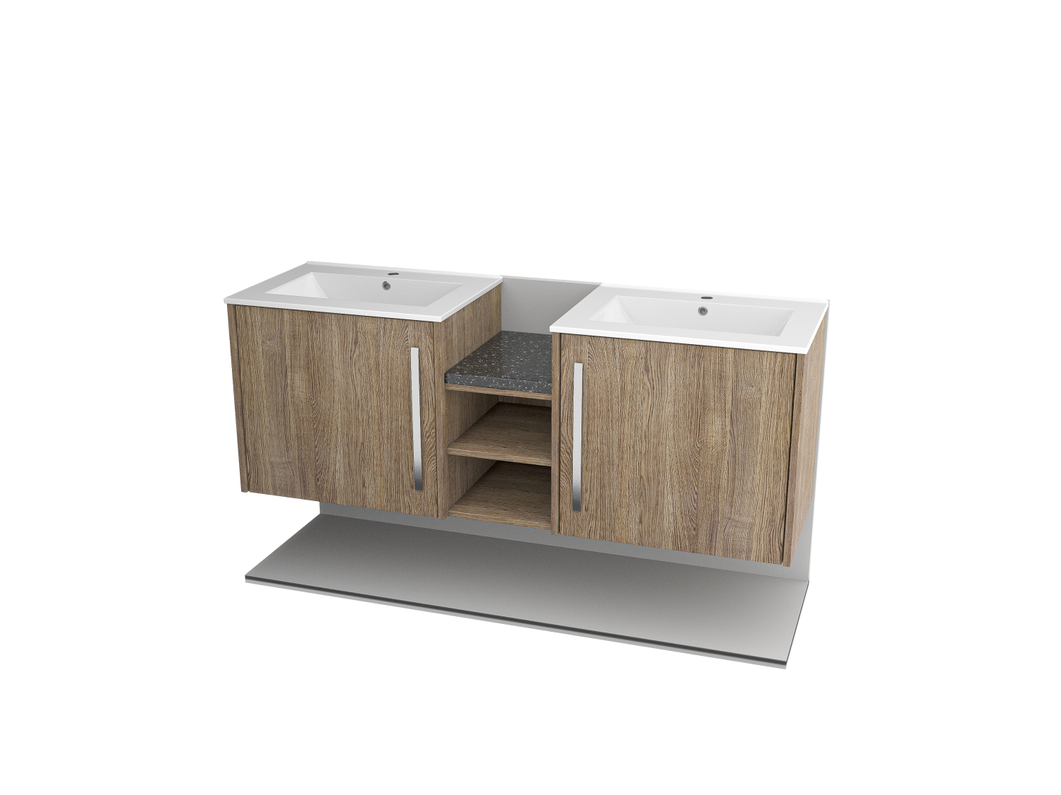 Wall Mounted Double Sinks With Single Doors